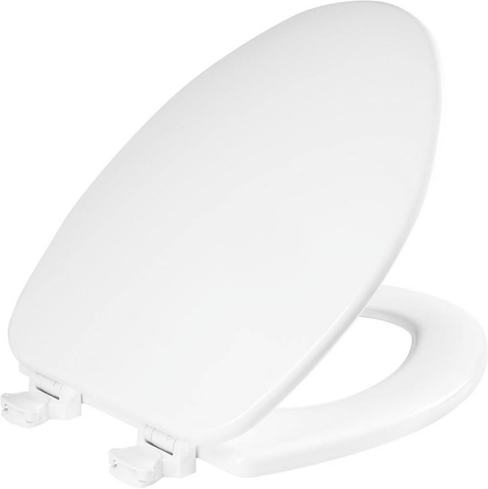 Church Elongated Enameled Wood Toilet Seat in White with Easy-Clean® Hinge