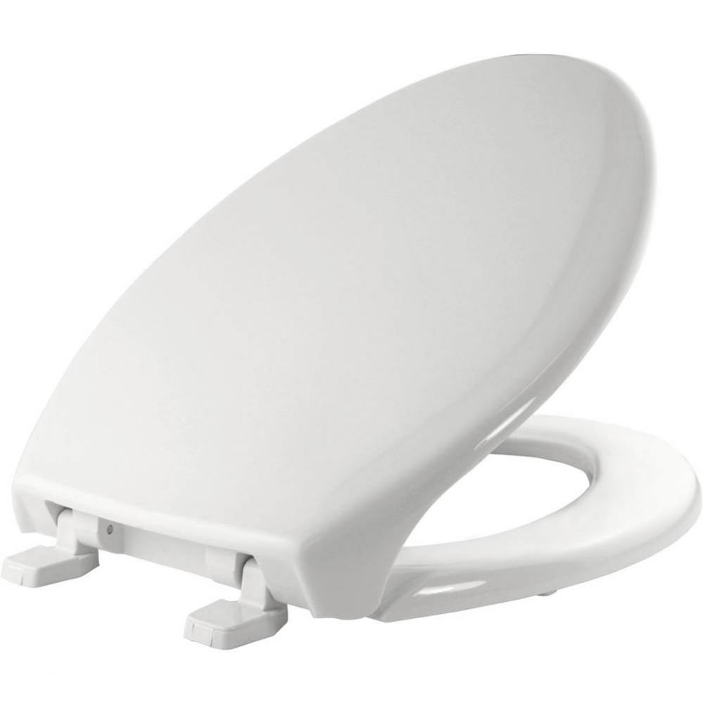 Elongated Commercial Plastic Closed Front With Cover Toilet Seat with Top-Tite Hinge - White