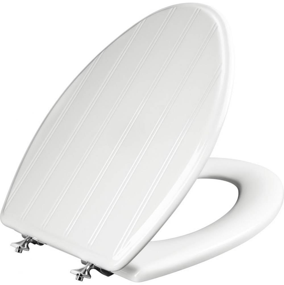 Mayfair Elongated Enameled Wood Cottage Classic™ Design Toilet Seat in White with STA-TITE®