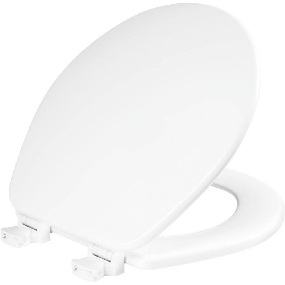 Church Round Enameled Wood Toilet Seat in White with Easy-Clean® Hinge