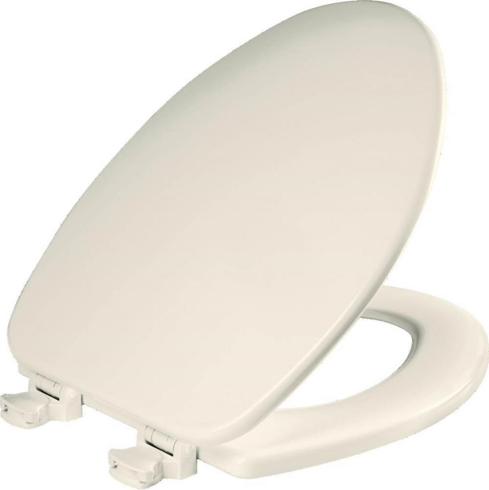 Church Elongated Enameled Wood Toilet Seat in Biscuit with Easy-Clean® Hinge
