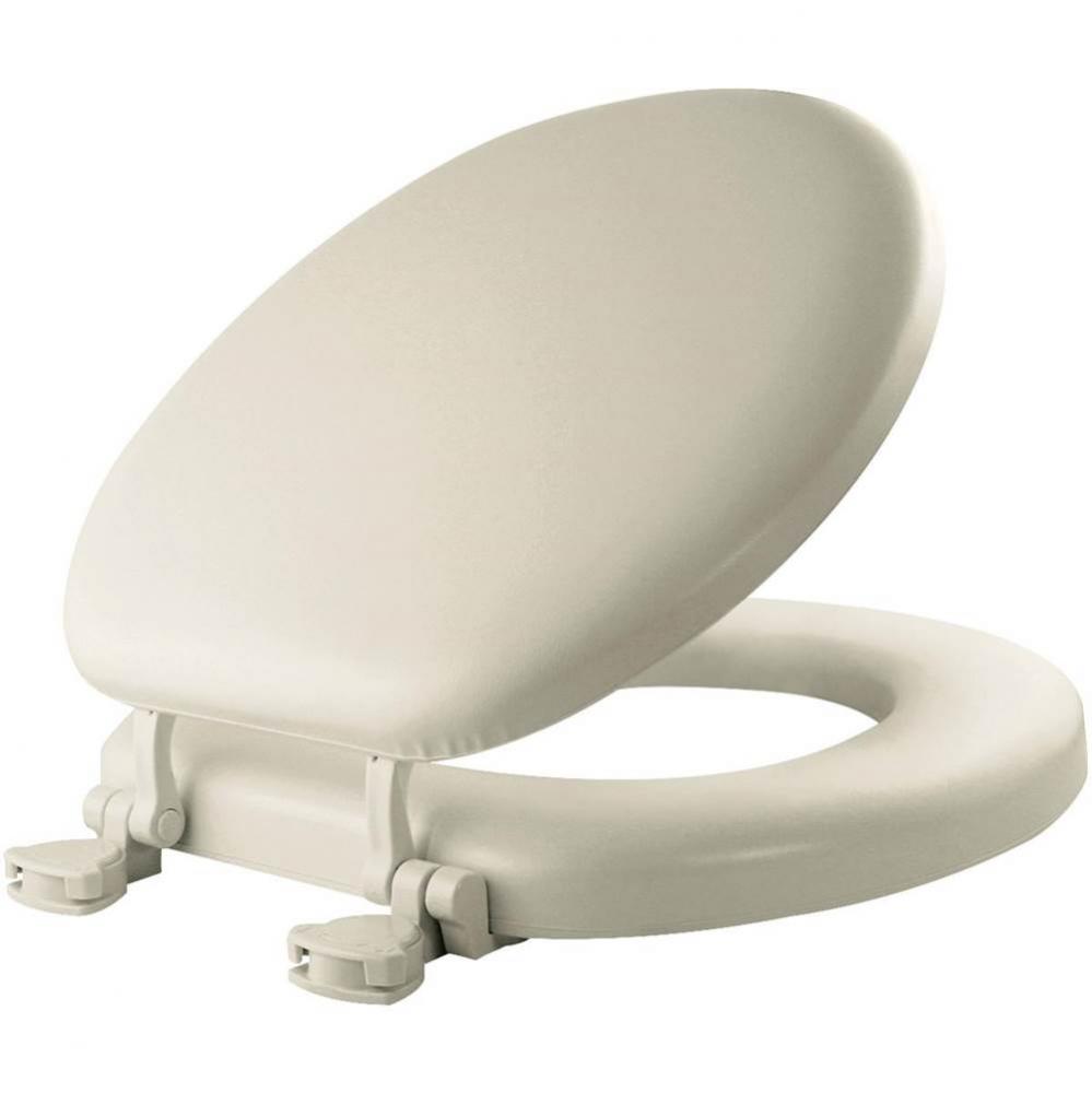 Mayfair Round Cushioned Vinyl Soft Toilet Seat in Biscuit with STA-TITE® Seat Fastening Syste