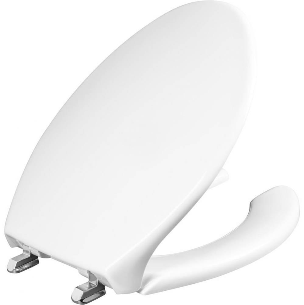 Elongated Commercial Plastic Open Front With Cover Toilet Seat in White with STA-TITE® Commer