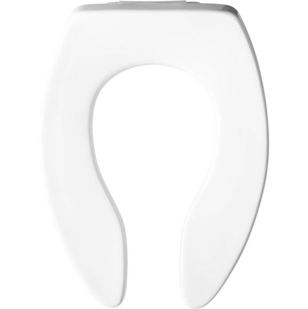 Church Elongated Open Front Less Cover Commercial Plastic Toilet Seat in White with STA-TITE®