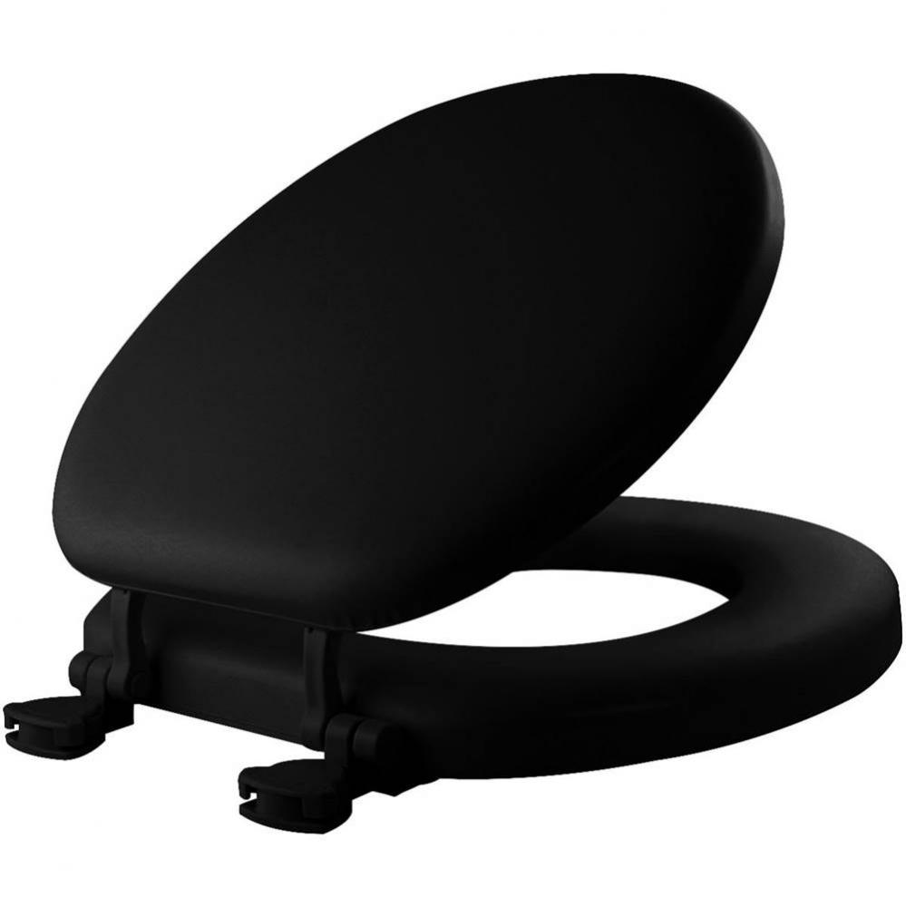 Mayfair Round Cushioned Vinyl Soft Toilet Seat in Black STA-TITE® Seat Fastening System™ an