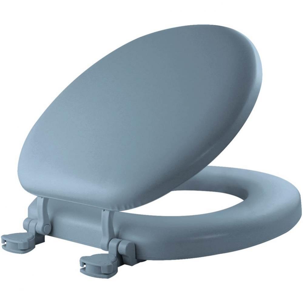 Mayfair Round Cushioned Vinyl Soft Toilet Seat in Sky Blue STA-TITE® Seat Fastening System™