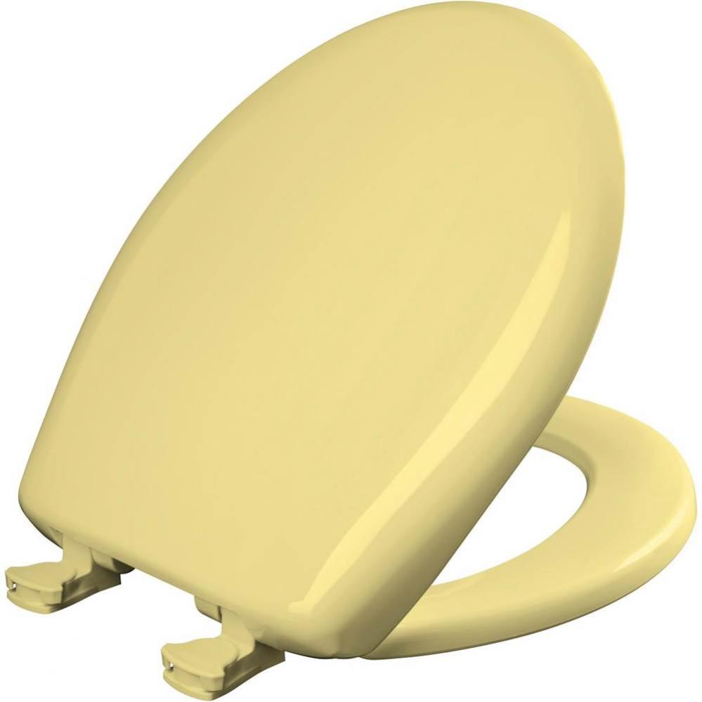 Round Plastic Toilet Seat with WhisperClose with EasyClean & Change Hinge and STA-TITE in Yell