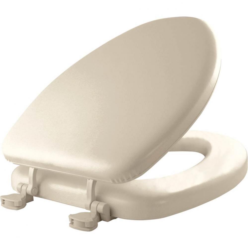 Mayfair Elongated Cushioned Vinyl Soft Toilet Seat in Bone with STA-TITE® Seat Fastening Syst