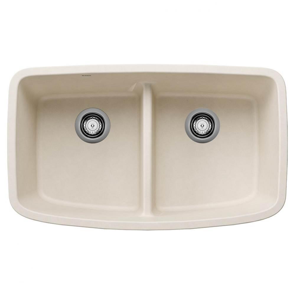 Valea SILGRANIT 32'' 50/50 Double Bowl Undermount Kitchen Sink with Low Divide - Soft Wh