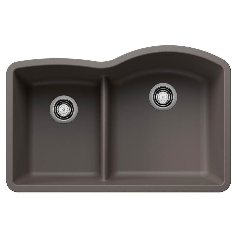 Diamond SILGRANIT 32'' 40/60 Reverse Double Bowl Undermount Kitchen Sink with Low Divide