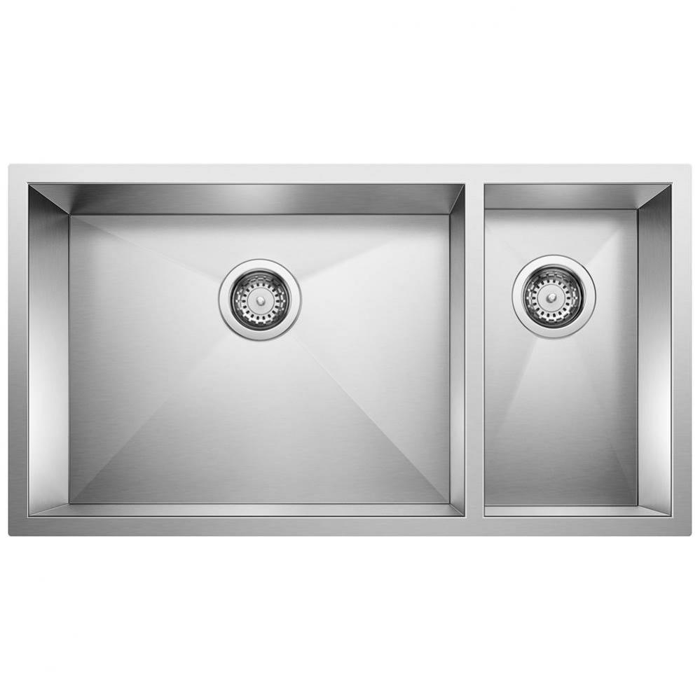 Precision R0 33'' 70/30 Double Bowl Undermount Stainless Steel Kitchen Sink