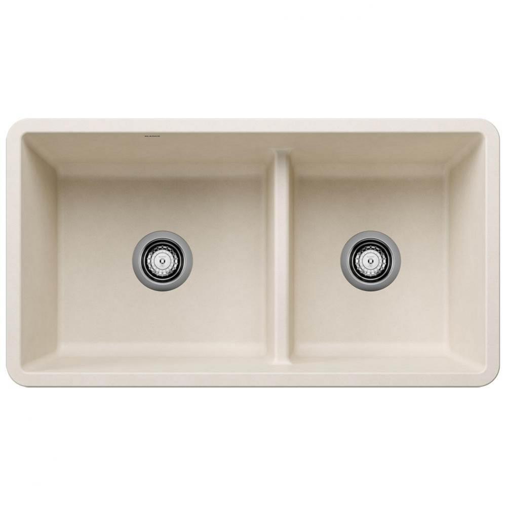 Precis SILGRANIT 33'' 60/40 Reversible Double Bowl Undermount Kitchen Sink with Low Divi