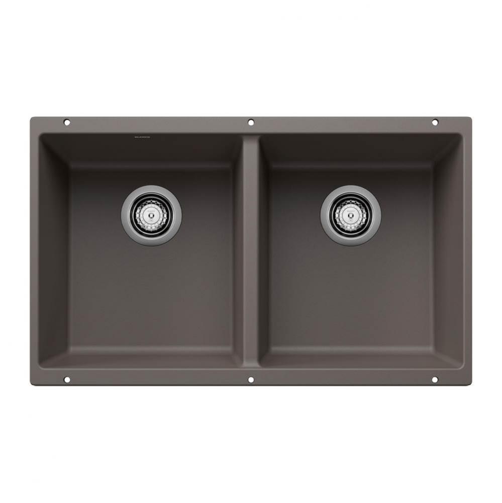 Precis SILGRANIT 29'' 50/50 Double Bowl Undermount Kitchen Sink - Volcano Gray