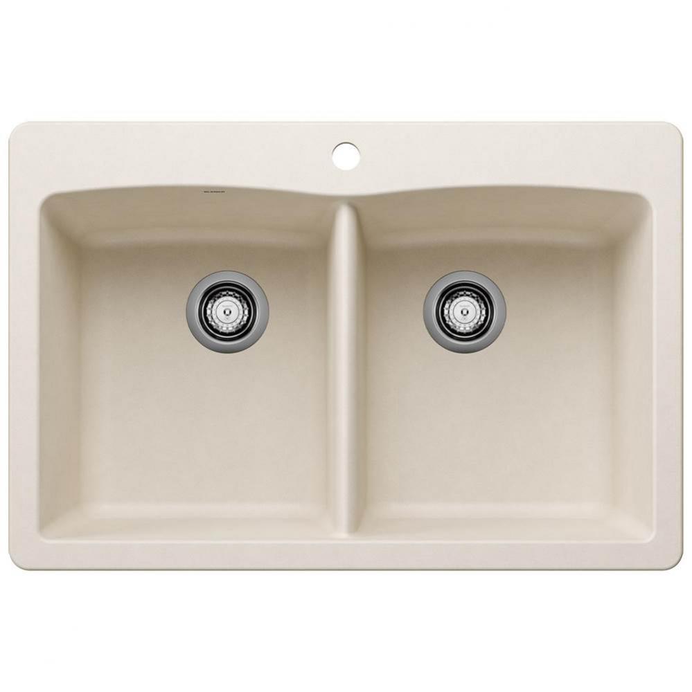 Diamond SILGRANIT 33'' 50/50 Double Bowl Dual Mount Kitchen Sink - Soft White