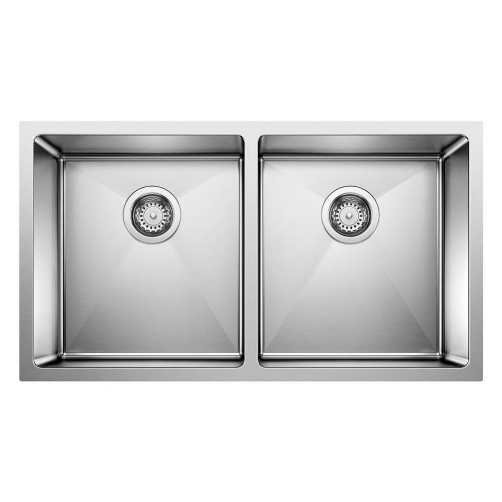 Quatrus R15 32'' 50/50 Double Bowl Undermount Stainless Steel Kitchen Sink