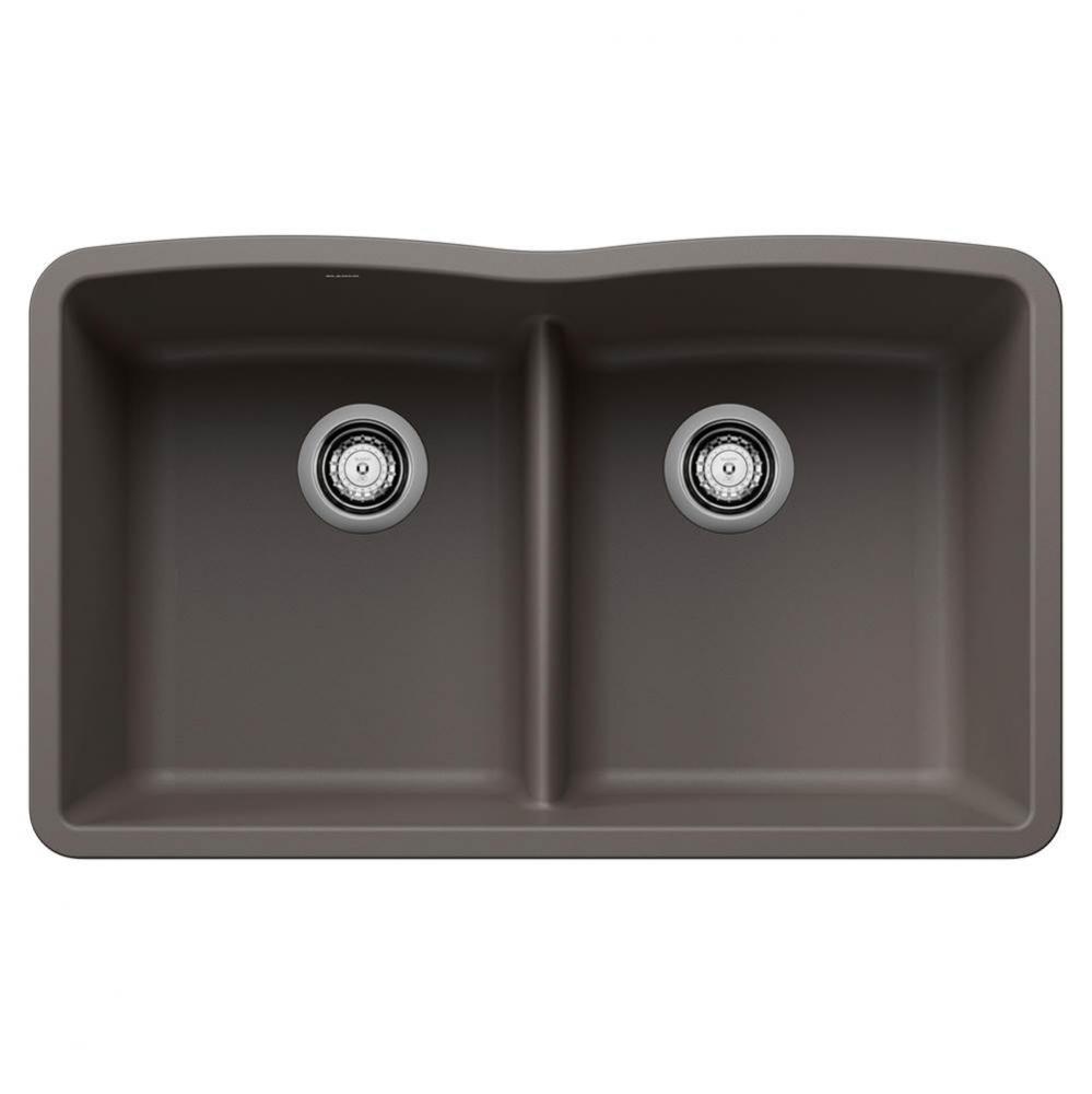 Diamond SILGRANIT 32'' 50/50 Double Bowl Undermount Kitchen Sink with Low Divide - Volca