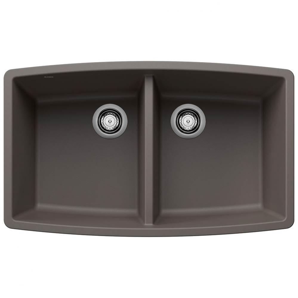 Performa SILGRANIT 33'' 50/50 Double Bowl Undermount Kitchen Sink - Volcano Gray