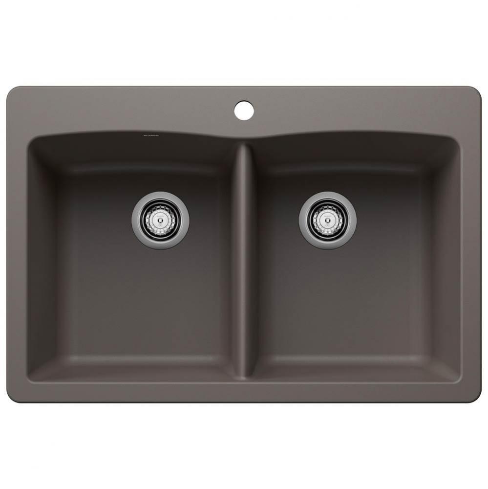 Diamond SILGRANIT 33'' 50/50 Double Bowl Dual Mount Kitchen Sink - Volcano Gray