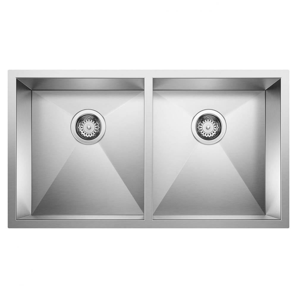 Quatrus R0 32'' 50/50 Double Bowl Undermount Stainless Steel Kitchen Sink