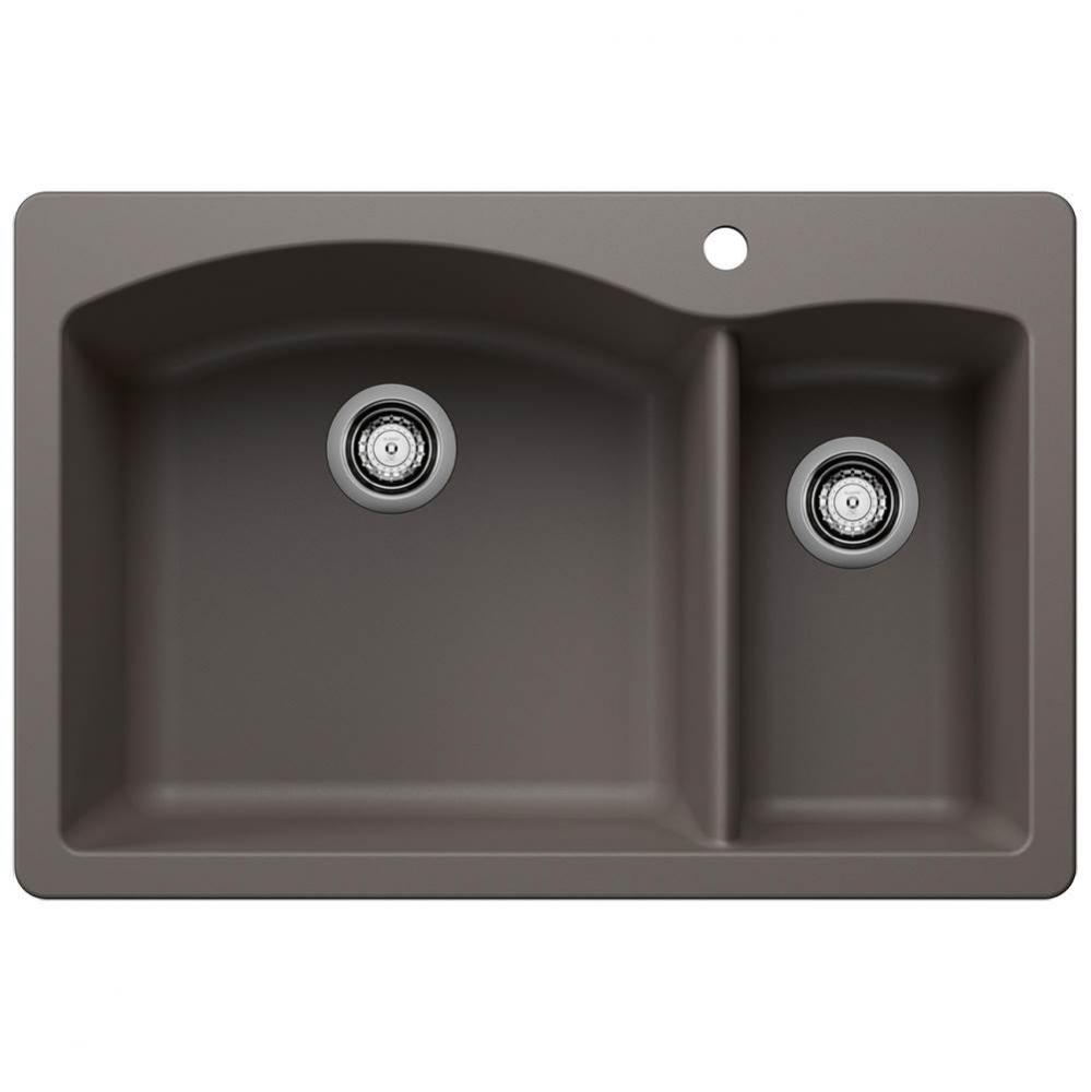 Diamond SILGRANIT 33'' 70/30 Double Bowl Dual Mount Kitchen Sink - Volcano Gray