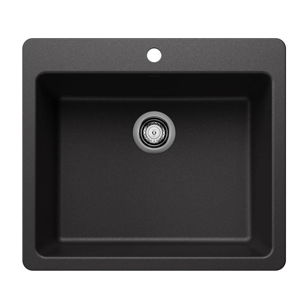 Liven SILGRANIT 25'' Single Bowl Dual Mount Kitchen Sink - Anthracite