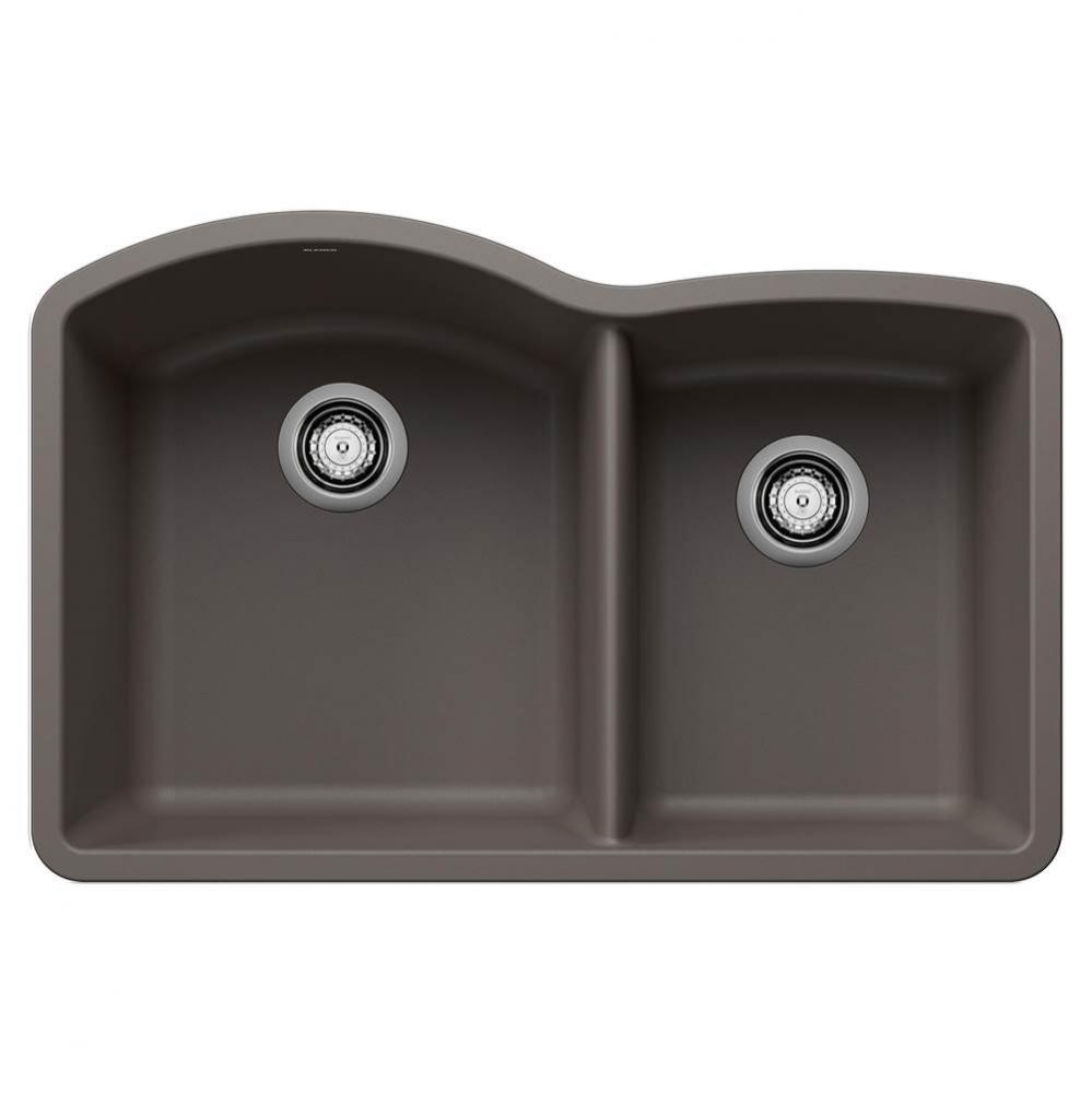 Diamond SILGRANIT 32'' 60/40 Double Bowl Undermount Kitchen Sink - Volcano Gray