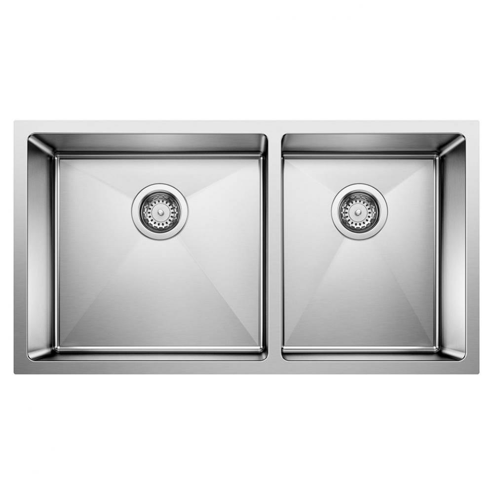 Quatrus R15 33'' 60/40 Double Bowl Undermount Stainless Steel Kitchen Sink