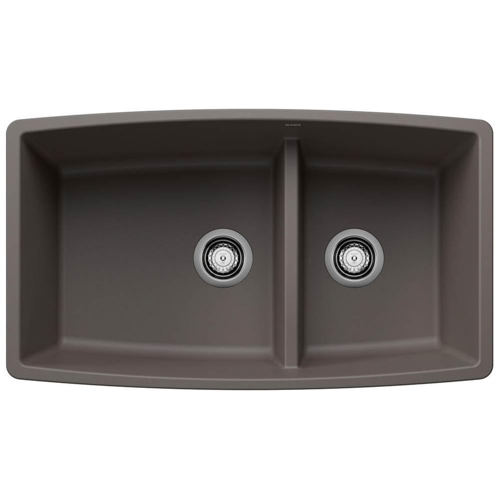 Performa SILGRANIT 33'' 60/40 Double Bowl Undermount Kitchen Sink with Low Divide - Volc