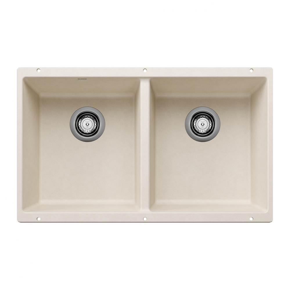 Precis SILGRANIT 29'' 50/50 Double Bowl Undermount Kitchen Sink - Soft White