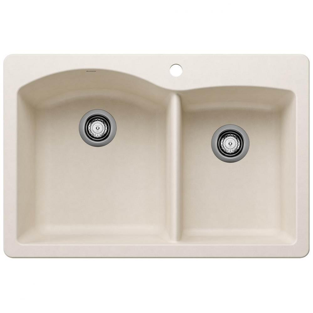 Diamond SILGRANIT 33'' 60/40 Double Bowl Dual Mount Kitchen Sink - Soft White