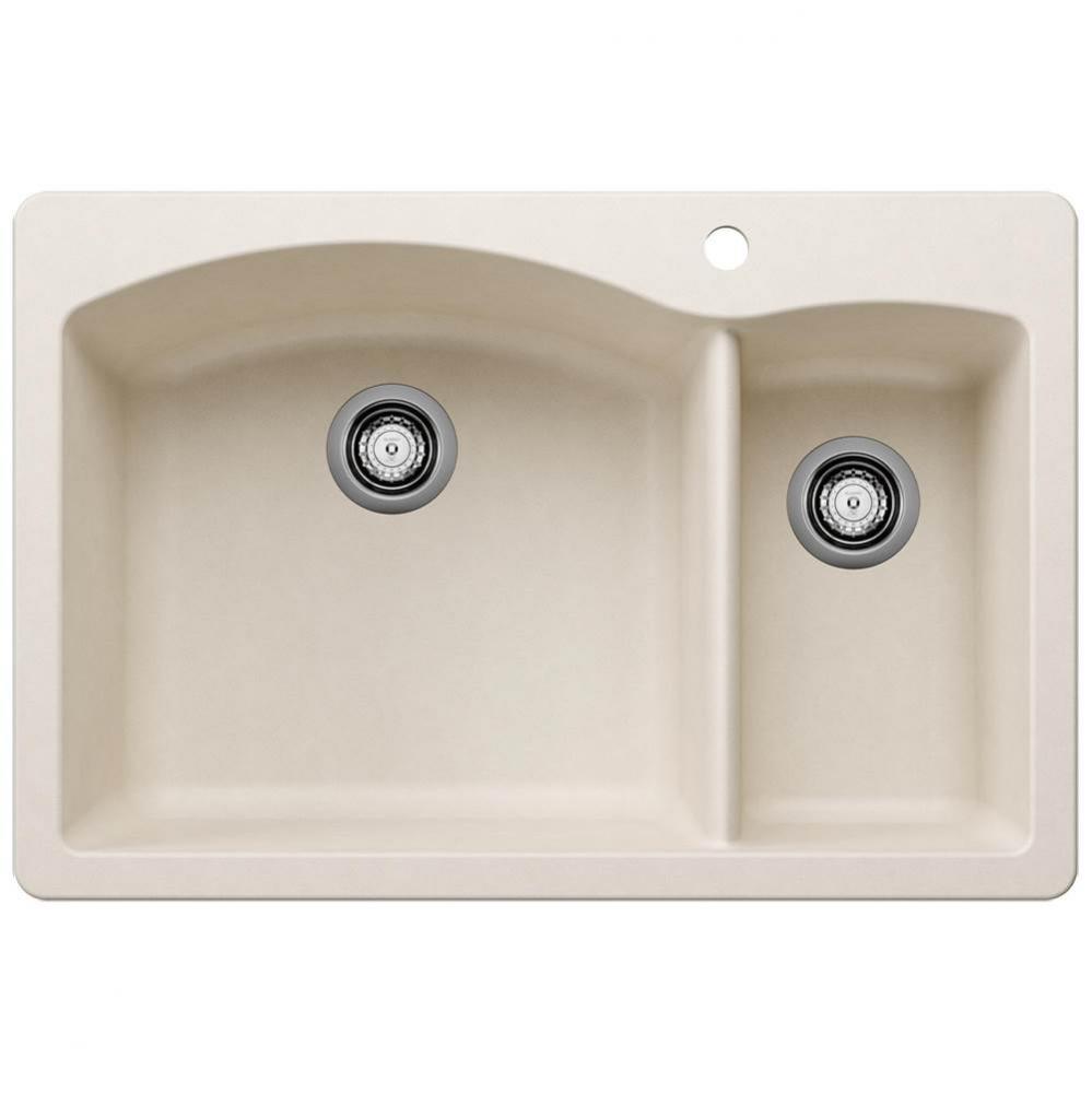 Diamond SILGRANIT 33'' 70/30 Double Bowl Dual Mount Kitchen Sink - Soft White