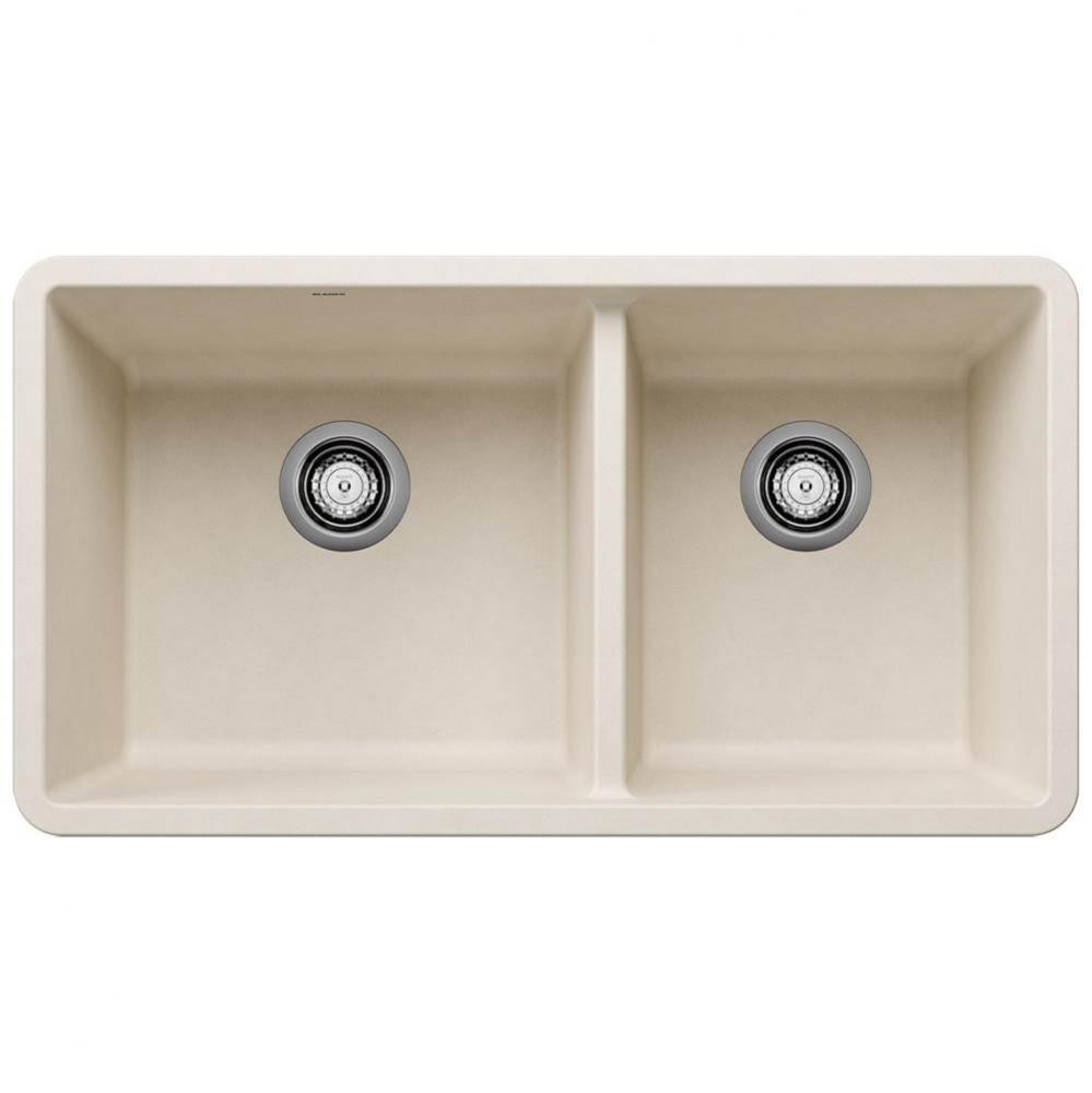 Precis SILGRANIT 33'' 60/40 Double Bowl Undermount Kitchen Sink - Soft White