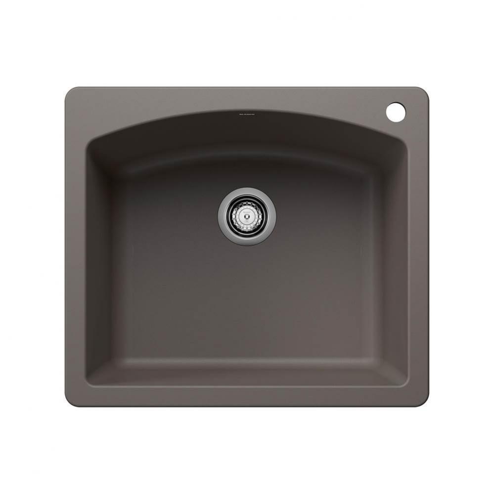 Diamond SILGRANIT 25'' Single Bowl Dual Mount Kitchen Sink - Volcano Gray