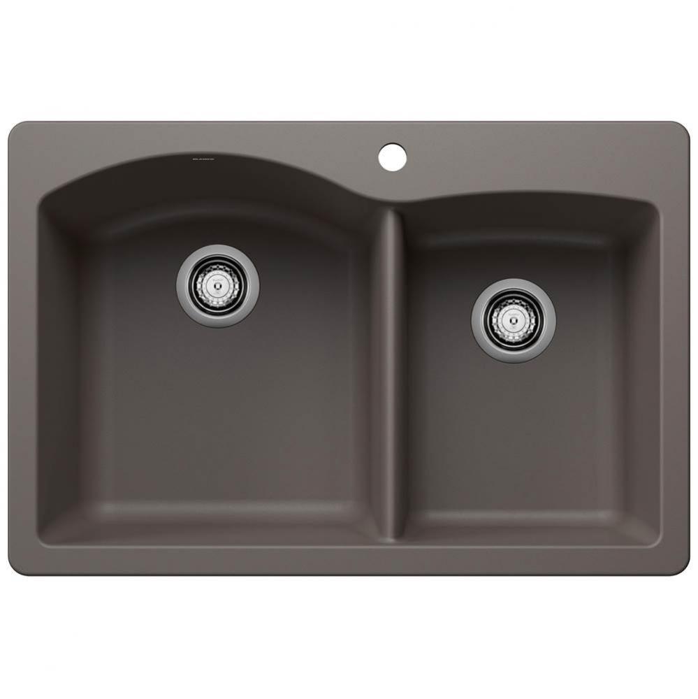 Diamond SILGRANIT 33'' 60/40 Double Bowl Dual Mount Kitchen Sink - Volcano Gray