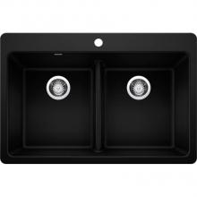 Blanco 442999 - Corence Equal Double Low Divide Dual Mount - Coal Black