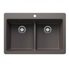 Blanco 443208 - Liven Equal Double Low Divide Dual Mount - Volcano Gray