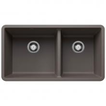 Blanco 443118 - Precis SILGRANIT 33'' 60/40 Double Bowl Undermount Kitchen Sink - Volcano Gray