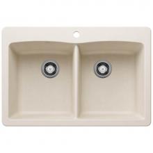 Blanco 443067 - Diamond SILGRANIT 33'' 50/50 Double Bowl Dual Mount Kitchen Sink - Soft White