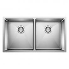 Blanco 443149 - Quatrus R15 32'' 50/50 Double Bowl Undermount Stainless Steel Kitchen Sink