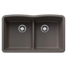 Blanco 443106 - Diamond SILGRANIT 32'' 50/50 Double Bowl Undermount Kitchen Sink with Low Divide - Volca