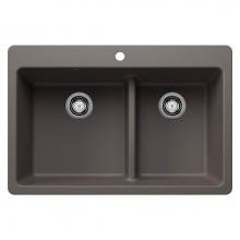 Blanco 443216 - Liven 1-3/4 Low Divide Dual Mount - Volcano Gray