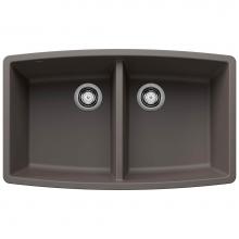 Blanco 443123 - Performa SILGRANIT 33'' 50/50 Double Bowl Undermount Kitchen Sink - Volcano Gray