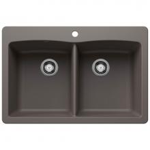 Blanco 443104 - Diamond SILGRANIT 33'' 50/50 Double Bowl Dual Mount Kitchen Sink - Volcano Gray