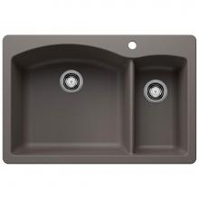 Blanco 443099 - Diamond SILGRANIT 33'' 70/30 Double Bowl Dual Mount Kitchen Sink - Volcano Gray