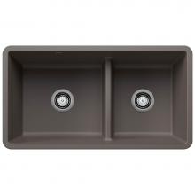 Blanco 443117 - Precis SILGRANIT 33'' 60/40 Reversible Double Bowl Undermount Kitchen Sink with Low Divi