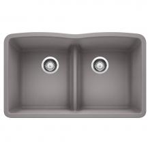 Blanco 442077 - Diamond SILGRANIT 32'' 50/50 Double Bowl Undermount Kitchen Sink with Low Divide - Metal