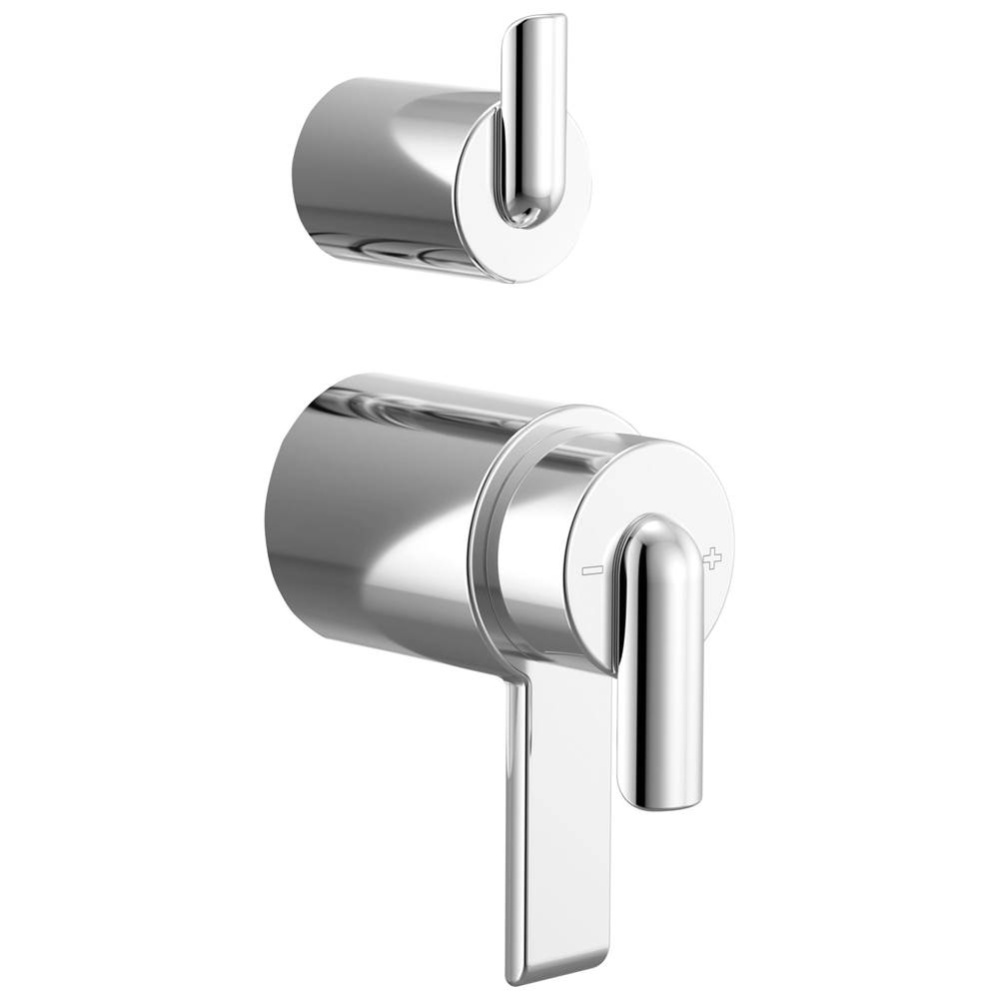 Roccesco TempAssure Thermostatic Valve With Integrated Diverter Bent Lever Handle Kit Chrome