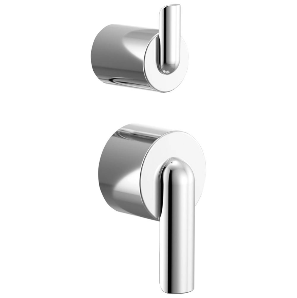 Roccesco Pressure Balance Valve with Integrated Diverter Trim Bent Lever Handle Kit Chrome