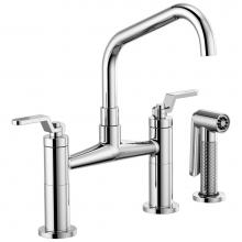 Brizo 62564LF-PC - Litze® Bridge Faucet with Angled Spout and Industrial Handle