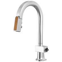 Brizo 63922LF-PCWDLHP - Frank Lloyd Wright Pull-Down Prep Faucet with Arc Spout and Wood Wand - Less Handle